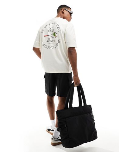 T-shirt oversize avec imprimé tennis et club au dos - Blanc cassé - Asos Design - Modalova