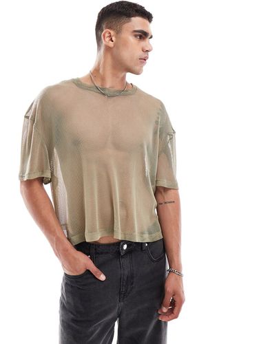T-shirt oversize coupe carrée en résille - Beige - Asos Design - Modalova