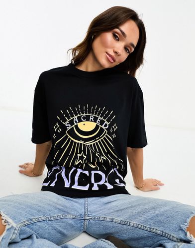 T-shirt oversize épais à imprimé Sacred Energy - Noir - Asos Design - Modalova