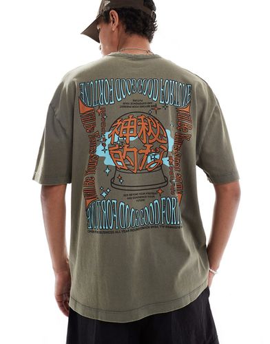 T-shirt oversize épais avec imprimé céleste au dos - délavé - Asos Design - Modalova