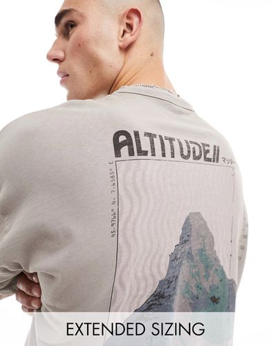 T-shirt oversize épais avec imprimé nature au dos - Gris délavé - Asos Design - Modalova
