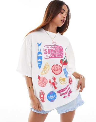 T-shirt oversize imprimé aliments au dos - Asos Design - Modalova