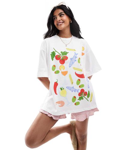 T-shirt oversize imprimé aliments au dos - Asos Design - Modalova