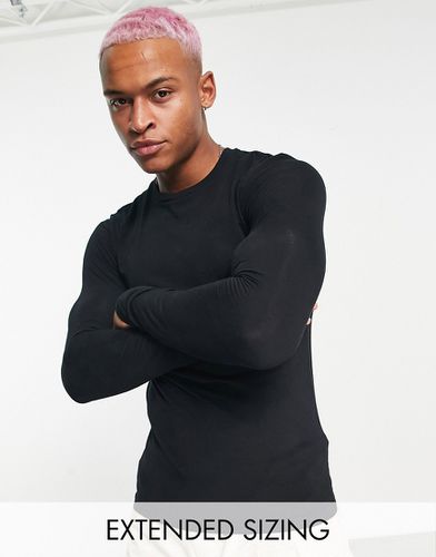 T-shirt ras de cou moulant à manches longues en coton mélangé - Asos Design - Modalova
