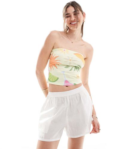 Top bandeau à imprimé vacances - Jaune pâle - Asos Design - Modalova