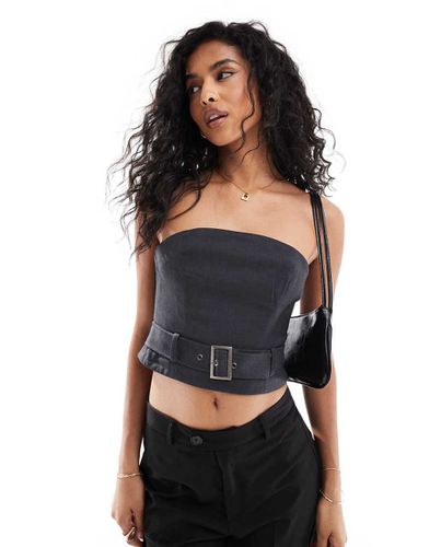 Top bandeau ajusté avec ceinture - Anthracite - Asos Design - Modalova