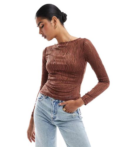 Top en dentelle à encolure bateau et zébrures - chocolat - Asos Design - Modalova