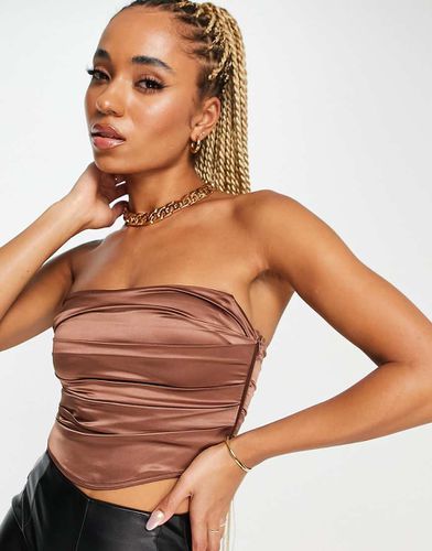 Top style corset en satin stretch - Chocolat - Asos Design - Modalova