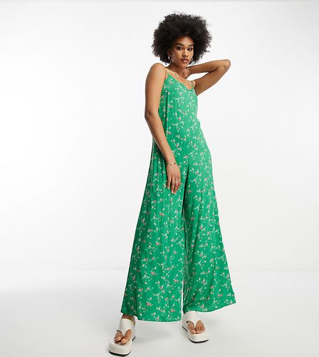 ASOS DESIGN Tall - Combinaison jupe-culotte à bretelles et imprimé fleurs - Vert - Asos Tall - Modalova