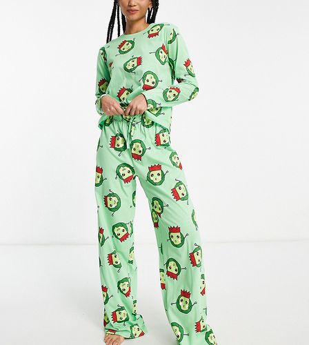 ASOS DESIGN Tall - Ensemble de pyjama de Noël avec pantalon et top manches longues à motif choux de Bruxelles - Asos Tall - Modalova