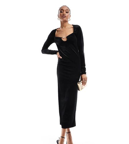 ASOS DESIGN Tall - Robe mi-longue à encolure dégagée en velours avec lanière à perle - Asos Tall - Modalova