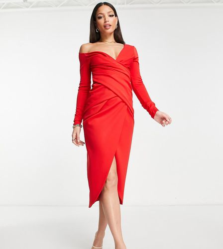 ASOS DESIGN Tall - Robe mi-longue à épaules tombantes et détail plissé - Asos Tall - Modalova