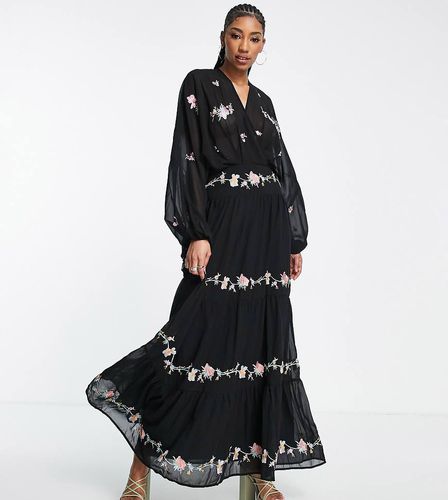 ASOS DESIGN Tall - Robe longue brodée à volants étagés style années 70 - Asos Tall - Modalova