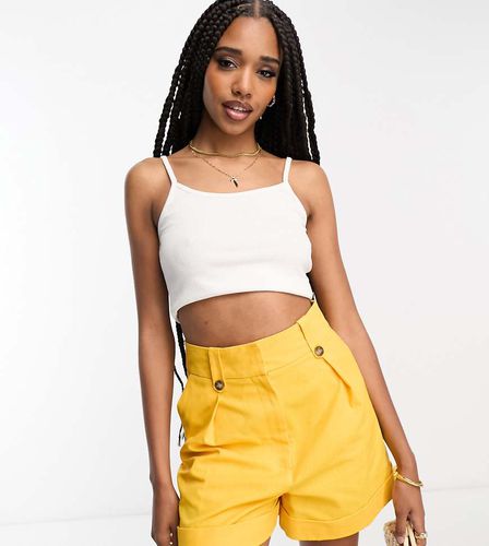 ASOS DESIGN Tall - Short mom en lin mélangé avec languettes à la taille - Agrume - Asos Tall - Modalova