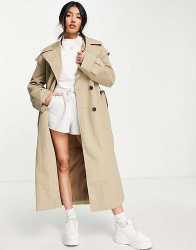 Trench-coat avec détail aux manches - Taupe - Asos Design - Modalova