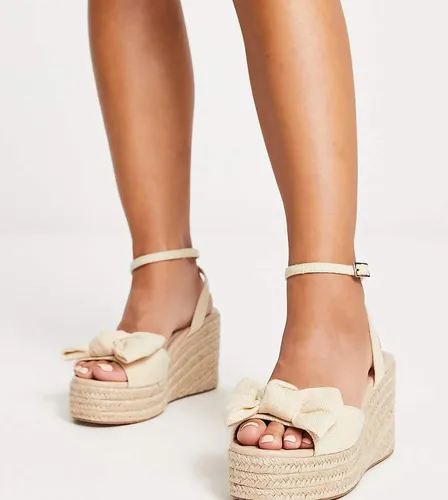 Trisha - Espadrilles compensées larges avec naud - Fabrication naturelle - Asos Design - Modalova