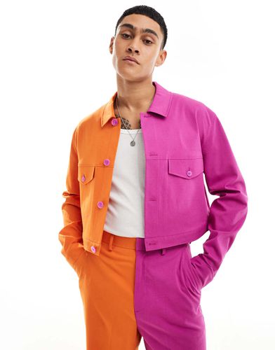 Veste camionneur habillée d'ensemble effet color block - et rose - Asos Design - Modalova