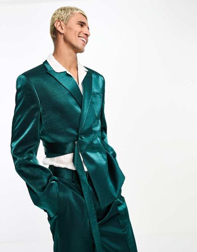 Veste de costume à découpe et ceinture - émeraude satiné - Asos Design - Modalova