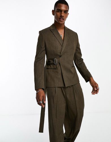 Veste de costume ajustée avec rayures ton sur ton et ceinture - Asos Design - Modalova