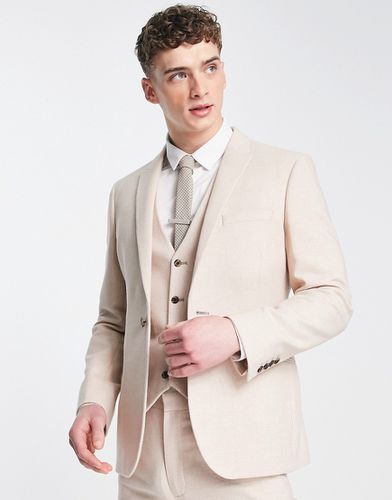 Veste de costume ajustée en laine mélangée tressée - Taupe - Asos Design - Modalova
