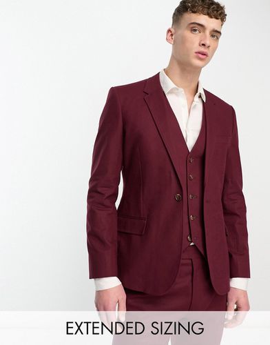 Veste de costume ajustée en lin mélangé - Bordeaux - Asos Design - Modalova