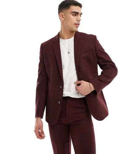 Veste de costume coupe slim en sergé de laine mélangée - Bordeaux - Asos Design - Modalova