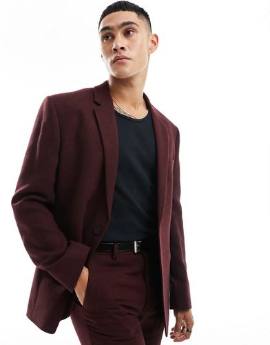 Veste de costume coupe slim en sergé de laine mélangée - Bordeaux - Asos Design - Modalova