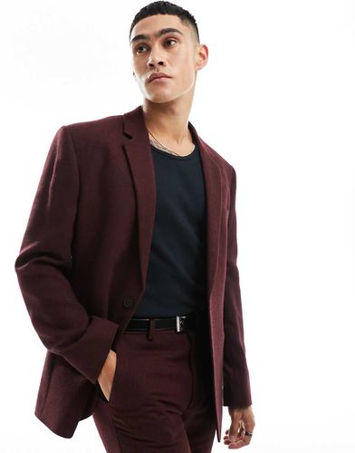 Veste de costume coupe slim en sergé de laine mélangée - Bordeaux - Asos Design - Modalova