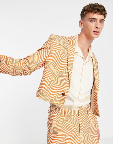 Veste de costume courte et ajustée à imprimé tourbillon - Blanc et orange - Asos Design - Modalova