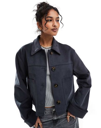 Veste en suédine de qualité supérieure avec col - Anthracite - Asos Design - Modalova