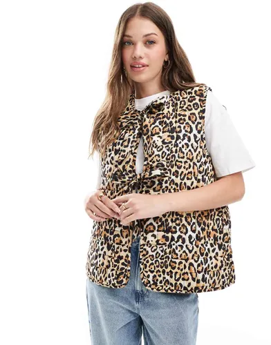 Veste sans manches matelassée à imprimé animal et détail naud - Asos Design - Modalova