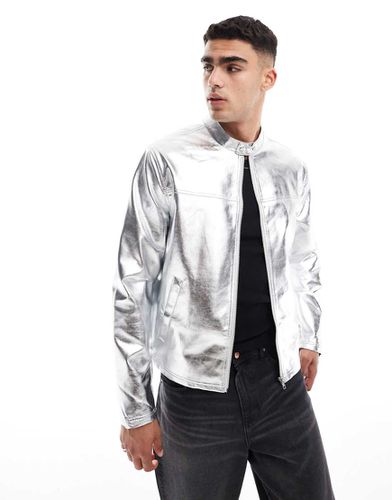 Veste style motard - Argent métallisé - Asos Design - Modalova