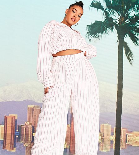 X MILLIE Curve - Pantalon large noué à la taille - Rayures roses - Asos Design - Modalova