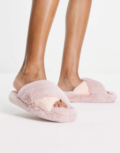 Zena - Chaussons façon claquettes épaisses - Rose et pêche - Asos Design - Modalova
