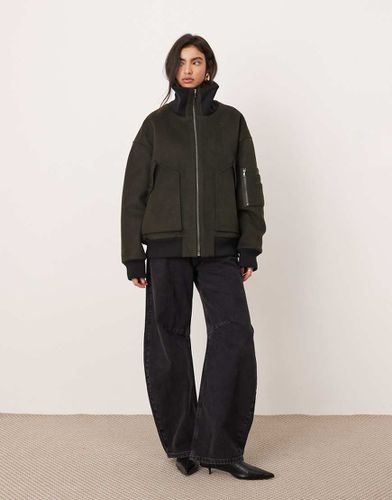 Bomber en laine mélangée à col oversize - olive - Asos Edition - Modalova