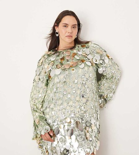 Curve - Robe courte et ample ornée de sequins superposés - Asos Edition - Modalova