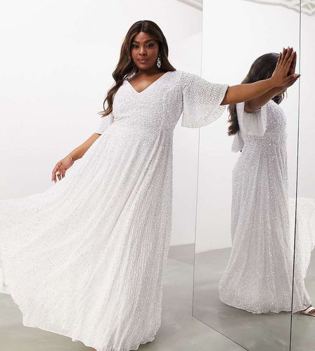 ASOS EDITION Curve - Robe de mariage longue à sequins avec manches évasées - Asos Curve - Modalova