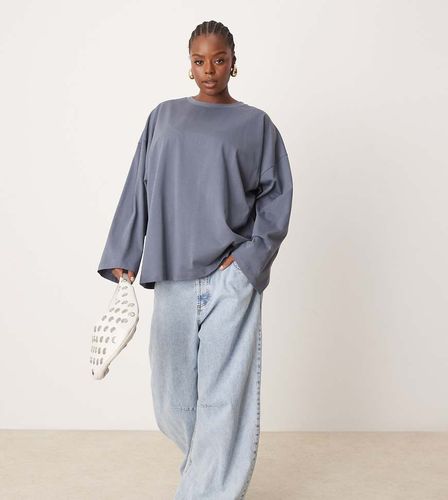 Curve - T-shirt oversize  manches longues en coton pais de qualit suprieure - ardoise - Asos Edition - Modalova