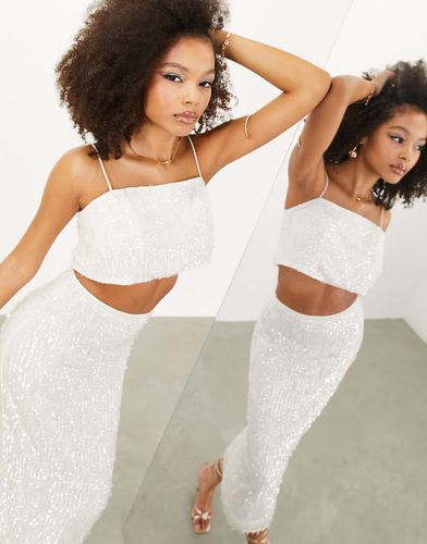 Jupe fourreau mi-longue à sequins - Ivoire - Asos Edition - Modalova