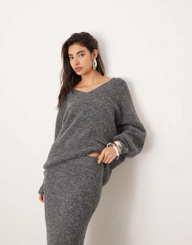 Pull oversize d'ensemble à col V en maille - Anthracite - Asos Edition - Modalova