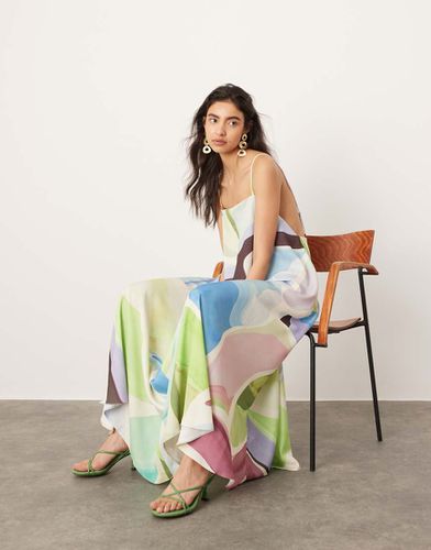 Robe longue à encolure carrée et imprimé ondoyant géométrique - Asos Edition - Modalova