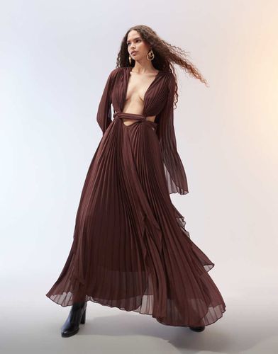  - Robe longue plissée à manches évasées avec anneaux au dos - Chocolat - Asos Edition - Modalova