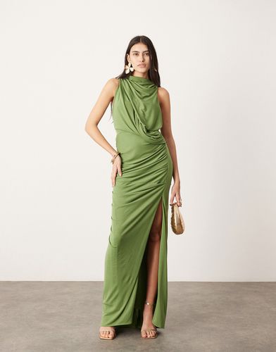 Robe longue sans manches avec détail drapé et finition métallique - Vert - Asos Edition - Modalova