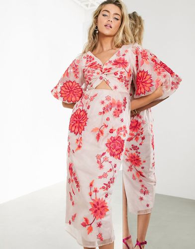 Robe mi-longue brodée en organza avec manches bouffantes - Asos Edition - Modalova