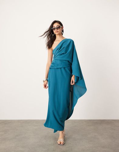 Robe mi-longue drapée asymétrique - sarcelle - Asos Edition - Modalova