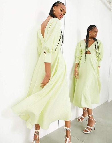 Robe texturée mi-longue à manches blousantes - Citron - Asos Edition - Modalova