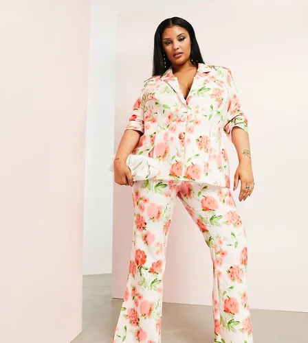 Curve - Pantalon de costume à imprimé fleurs - Asos Luxe - Modalova