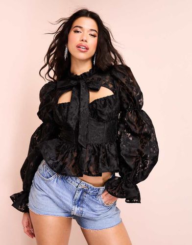 Top en dentelle  manches bouffantes et naud - Asos Luxe - Modalova
