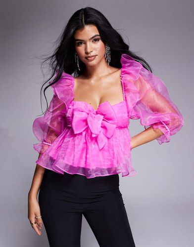 Top smocké en organza avec détails noués - vif - Asos Luxe - Modalova