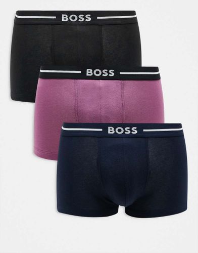 Bold - Lot de 3 boxers  taille griffe - Rose, bleu marine et noir - Boss Bodywear - Modalova